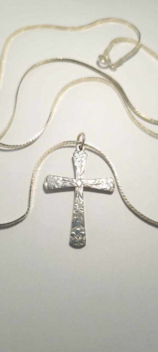 Sterling Silver Necklace and Cross Pendant