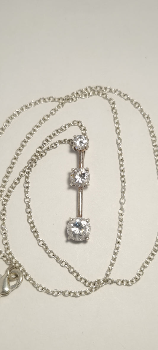 Sterling Silver Chain and Cubic Zirconia Pendant