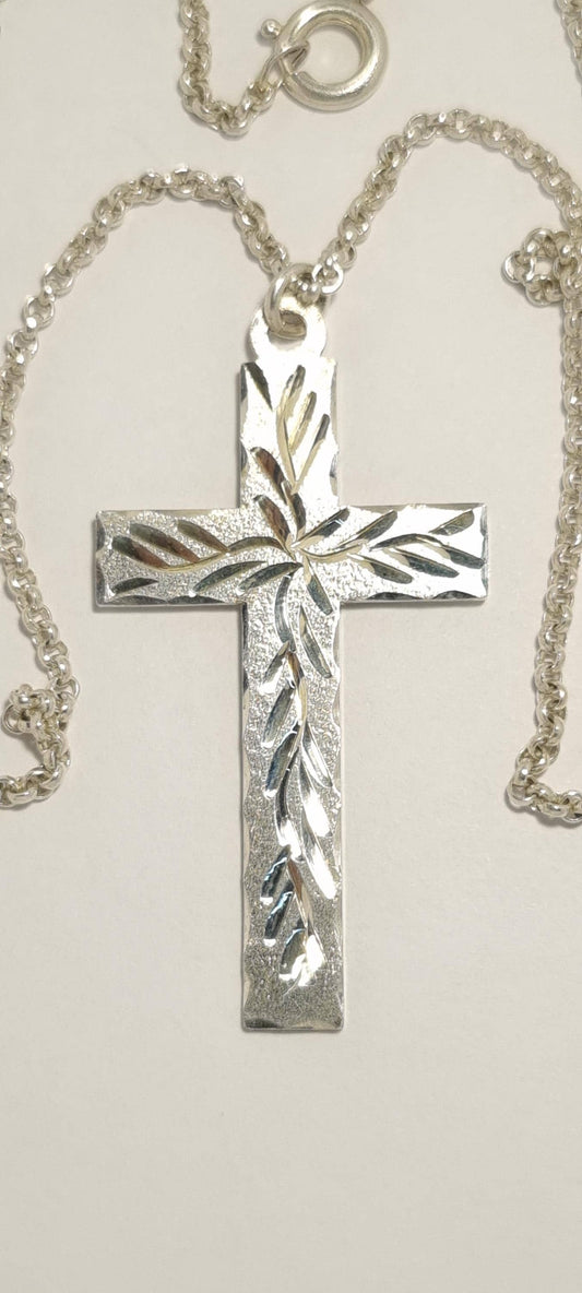 Sterling Silver Necklace and Cross Pendant