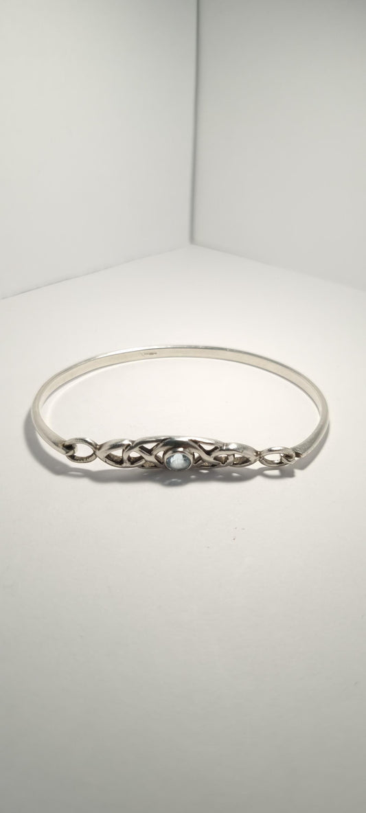 Sterling Silver and Aquamarine Bangle