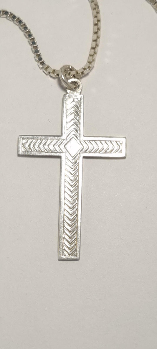 Sterling Silver Necklace and Cross Pendant