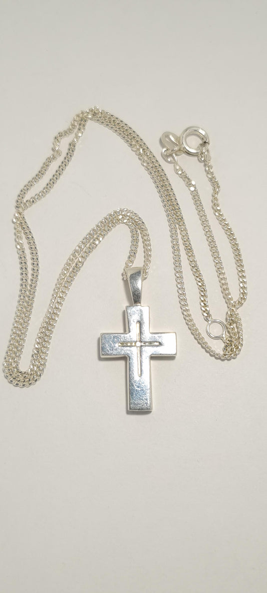 Sterling Silver Necklace and Cross Pendant