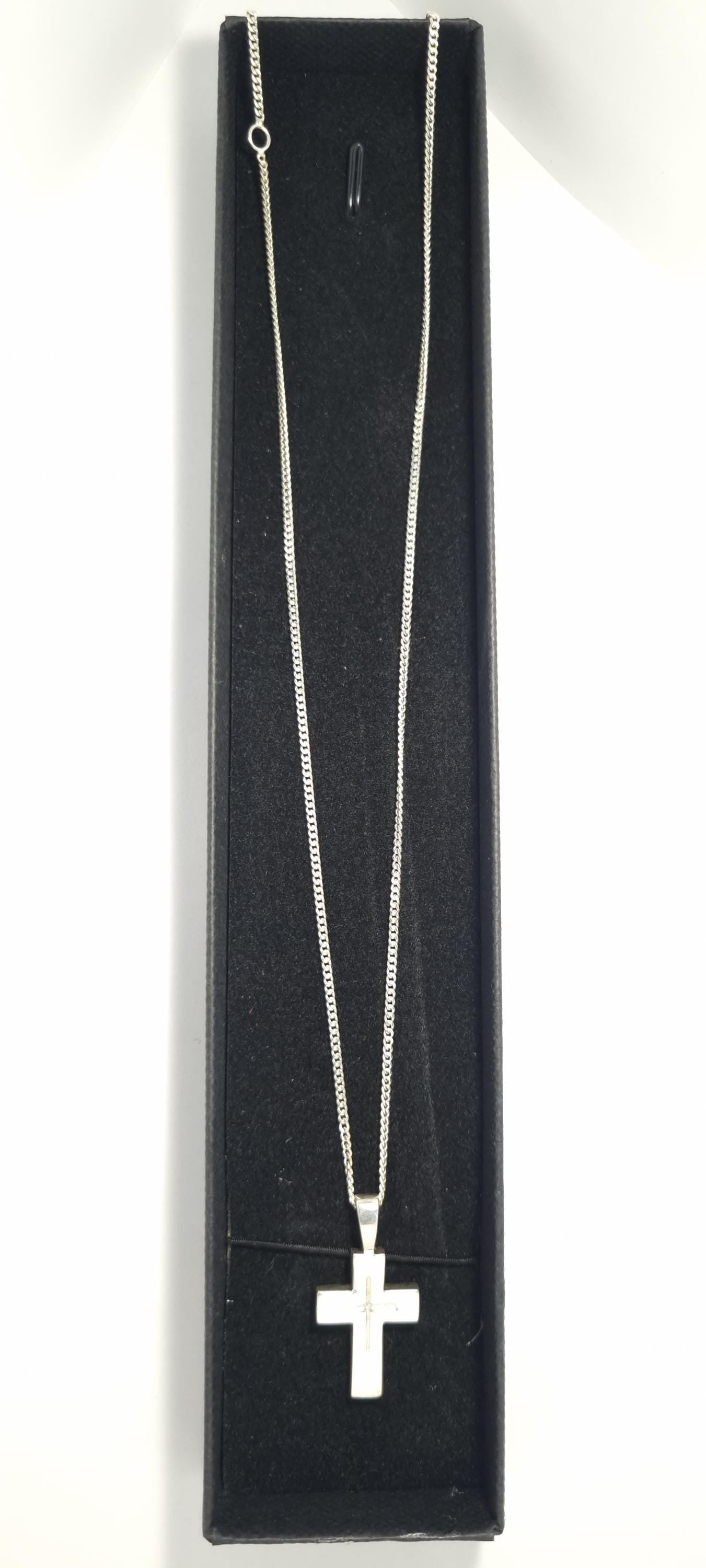 Sterling Silver Necklace and Cross Pendant